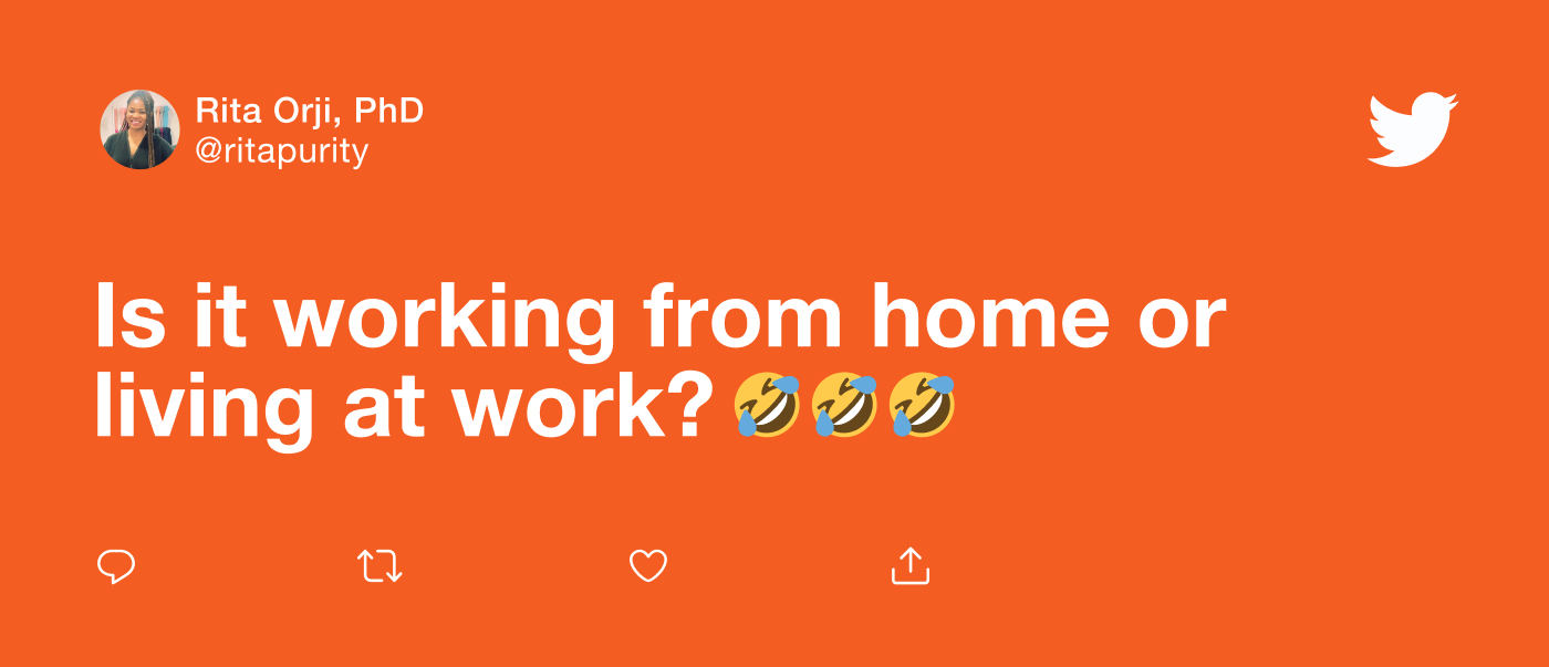 @ritapurity's Tweet about working from home